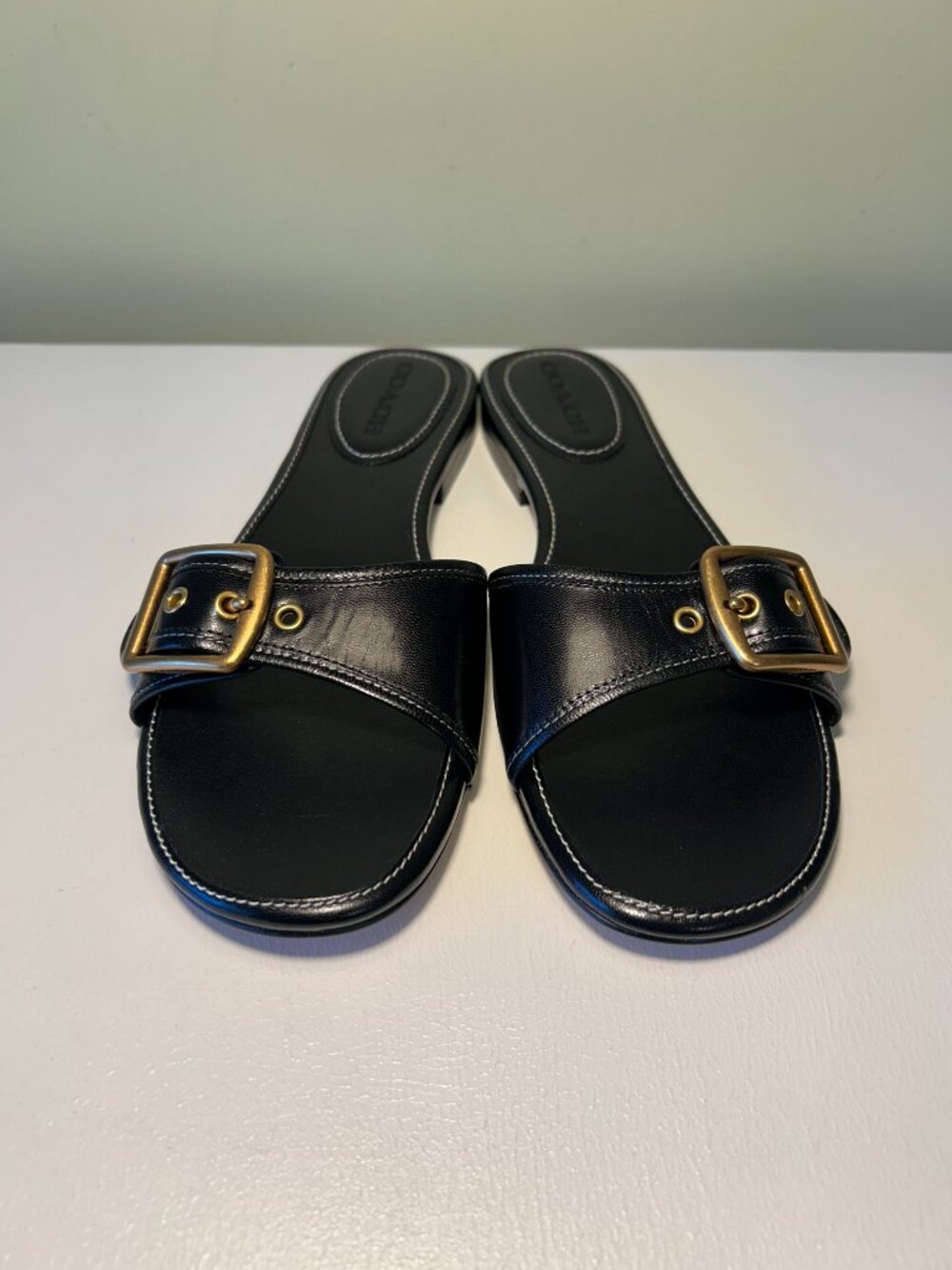 Coach Women's Margot Leather Flat Sandal - Picture 3 of 16